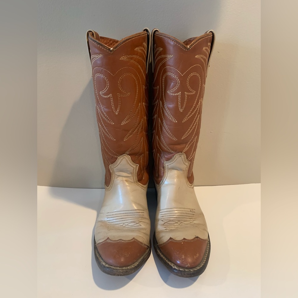 Vtg Cowboy boots leather Brown Texas Brand Women’s Size 5 Preowned See Pictures - Picture 1 of 8